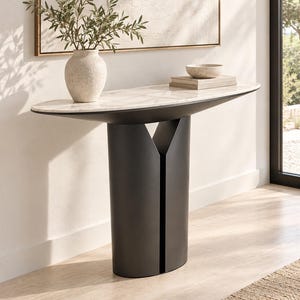 Brushed Gunmetal Stainless Steel Console Table Base, Luxury Modern Statement Sculptural Design for Entryway, Sofa Table, DIY Tabletops