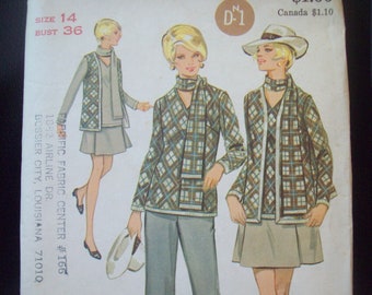 Vintage Butterick Pattern 5474 Cardigan Scarf Skirt Pant Size 14 UC/FF 1970s New Old Stock