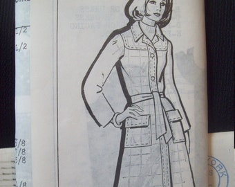 Vintage Mail Order Pattern 8289 Grit Newspaper Coat Dress or Coat Size 12 Uncut, Factory Fold, New Old Stock circa 1970s