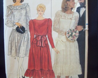 Vintage Butterick Pattern 6154 Dress, Slip, & Slip Sizes 8-10-12 Uncut Factory Fold New Old Stock Pattern