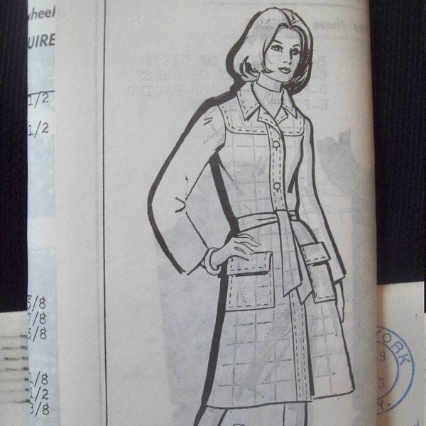 Vintage Mail Order Pattern 8289 Grit Newspaper Coat Dress or Coat Size 12 Uncut, Factory Fold, New Old Stock circa 1970s