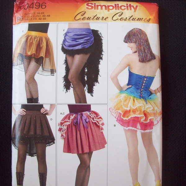 Simplicity Pattern S0496 Skirts Bustles Couture Costumes Size 14-22 Uncut Factory Fold New Old Stock