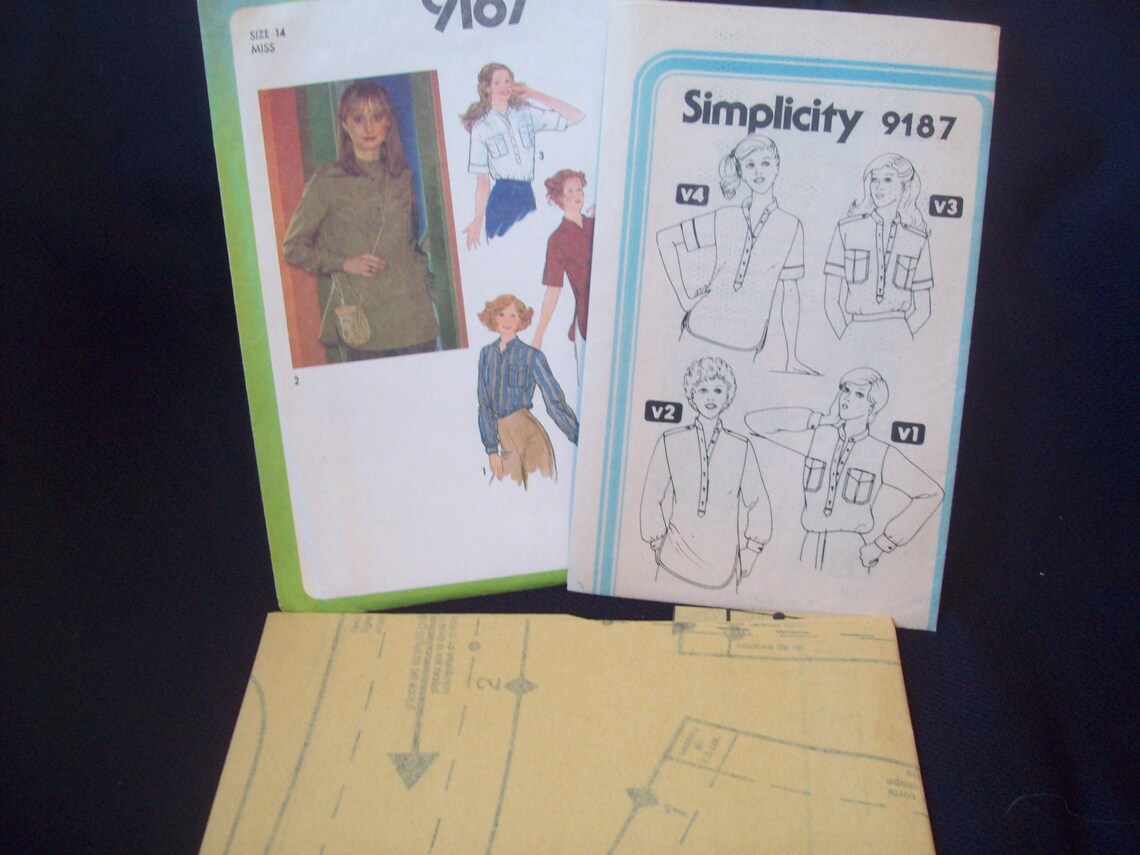 Simplicity Pattern 9187 Vintage Pullover Shirt With Sleeve - Etsy
