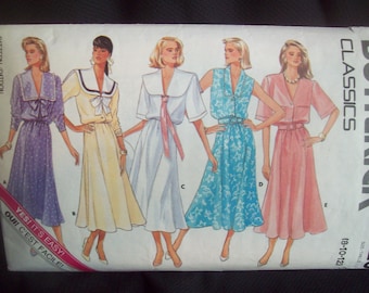 Straight or Flared Skirt Cut Size 12 circa 1980s Cut Pattern Top Vintage Butterick Pattern 5769 Pullover Dress