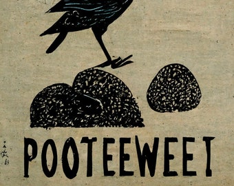 Kurt Vonnegut literature quote Poo-Tee-Weet about war - slaughterhouse five - AI vintage woodblock linocut style - 8x10 inch art print