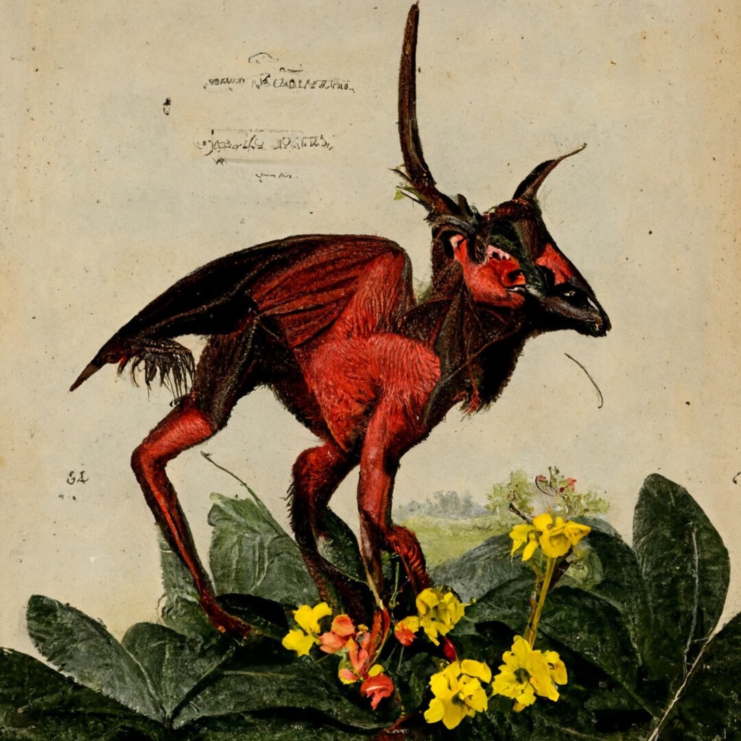Devil Cryptid Cryptid Jersey Devil Audubon Style AI Illustration 5x5 Inch Print - Etsy