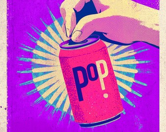 K-pop k pop demon hunters - soda pop saja boys - gotta drink every drop neon purple blue red - AI vintage poster illustration 8x10 in Print