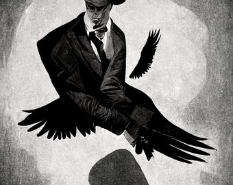 Film Noir Animorphs - Tobias to hawk - AI illustrated style 8x10 Inch Print