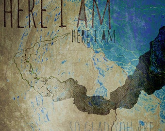 Sirens of Titan Vonnegut Travel Poster &quot;Here I Am&quot; &quot;So Glad You Are&quot; Harmonium - 8x10 Inch Print