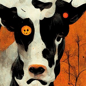 Halloween bovine is not fine - AI animal painting style 8x10 Inch Print
