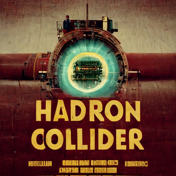 large hadron collider - Geneva, Switzerland - AI vintage poster style 8x10 Inch Print
