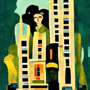 It’s the dreaded landlord, Mischief brew lyrics, abstract surrealism surrealist style, architecture apartment building 8x10 inch art print