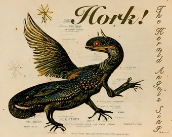 Hork-bajir are angels - hark the herald angels sing Christmas holiday print - AI vintage Animorphs alien illustration style 8x10 Inch Print