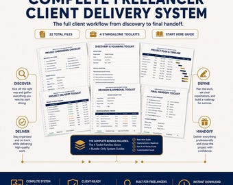 Project Management Planner | Freelancer Client Delivery System, Project Workflow Task Tracker Client Handoff, Approval  Completion Checklist
