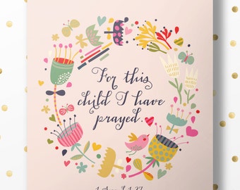 For This Child I have Prayed - 1 Samuel 1:27 - Bible Verse Art Print, Printable Scripture, Wall Decor, INSTANT DOWNLOAD