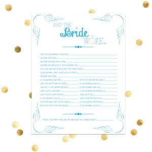 The Bride Wore - Bridal Shower Game - Bachelorette Party - Lingerie Shower - Funny Game Wedding Party Game INSTANT DOWNLOAD