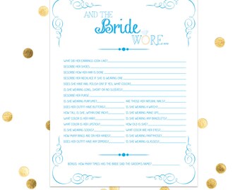 The Bride Wore - Bridal Shower Game - Bachelorette Party - Lingerie Shower - Funny Game Wedding Party Game INSTANT DOWNLOAD