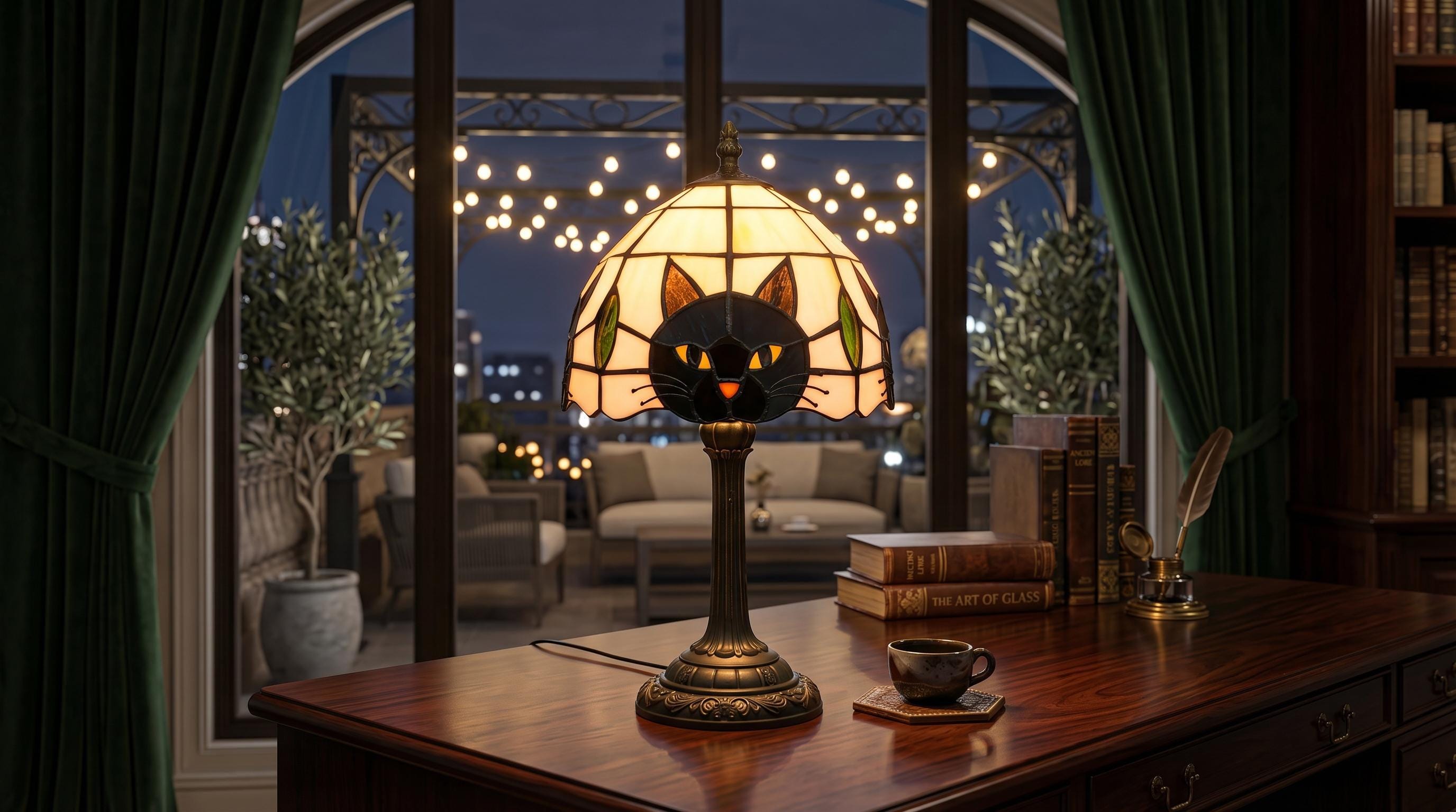 Tiffanys Cat Lamp - Etsy