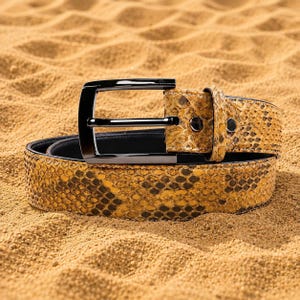 Python Print Leather Belts For Men Women With Pin Buckle, leather Belts Width 1, 1.25, 1.5" - Custom Belt Size