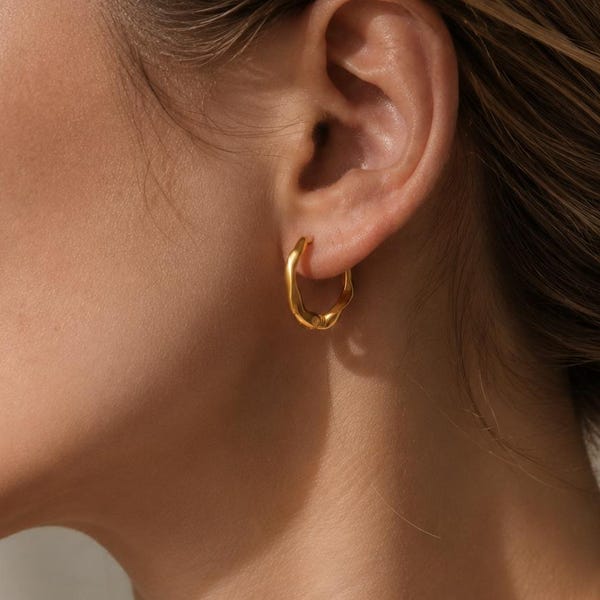 Irregular Twist Hoop Earrings, Chunky Minimalist Statement Jewelry