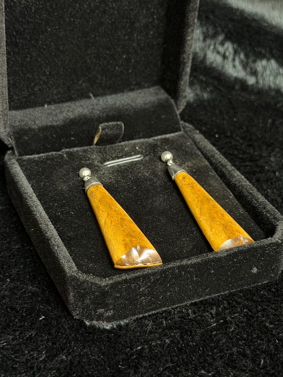 Tiger's Eye Sterling Silver Drop Earrings – Tapered Golden Honey Luster