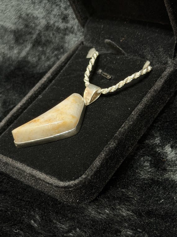 Handmade Sterling Silver Natural Stone Pendant Necklace – 24” Sterling Rope Chain – One of a Kind