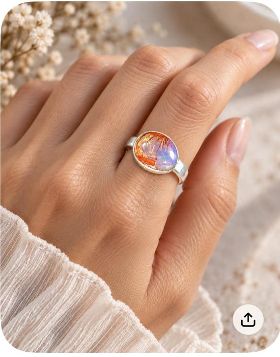Handmade Sterling Silver Opal Ring | Matrix Opal Cabochon, Size 8