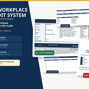 5S Workplace Audit Checklist Excel Template | Dashboard, Action Tracker & Improvement Guide