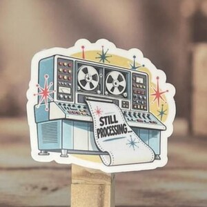 Retro Mainframe Computer Sticker – Vintage Computer Art – Mid Century Technology Sticker – Computer Geek Gift – Retro Tech Sticker