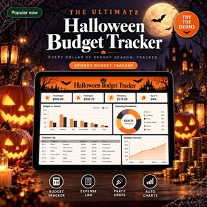 Halloween Budget Tracker Spreadsheet, Spooky Season Expense Planner, Halloween Party Costume Candy Decor Budget, Google Sheets Excel