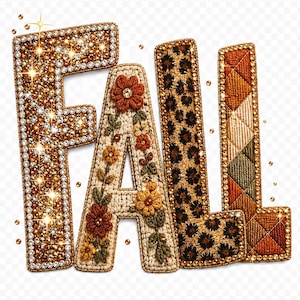 Fall Mixed Texture PNG, Rhinestone Leopard Crochet Floral Design, Boho Patchwork Fall Sublimation, Fall Bling PNG Download