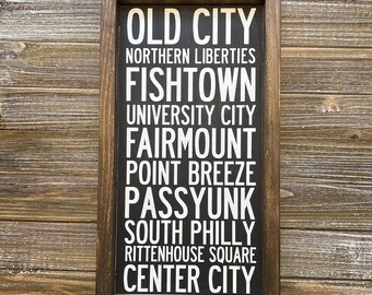 Philadelphia Neighborhoods Wood Sign