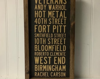 Pittsburgh Bridges Wood Sign
