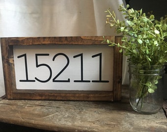 Wooden Zip Code Sign - Personalized Zip Code Wood Sign - Housewarming Gift Zip Code