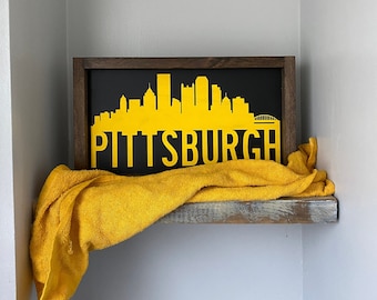 Pittsburgh & Pittsburgh Skyline Wooden Sign - Home Decor - Pittsburghese - Wood Sign - Steel City