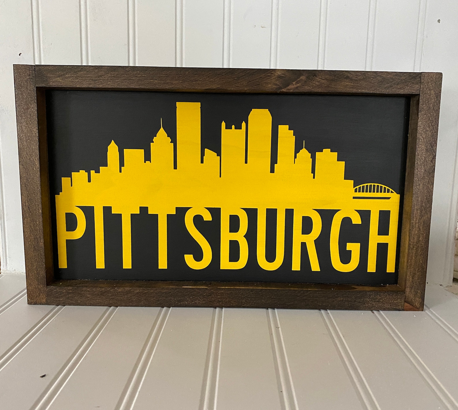 Pittsburgh & Pittsburgh Skyline Wooden Sign Home Decor Pittsburghese