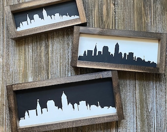 Cleveland Skyline Wooden Sign - Wedding gift - Gifts for him - Gifts for her - Wood Sign