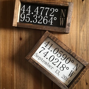 Coordinates Sign - Wooden - Longitude Latitude