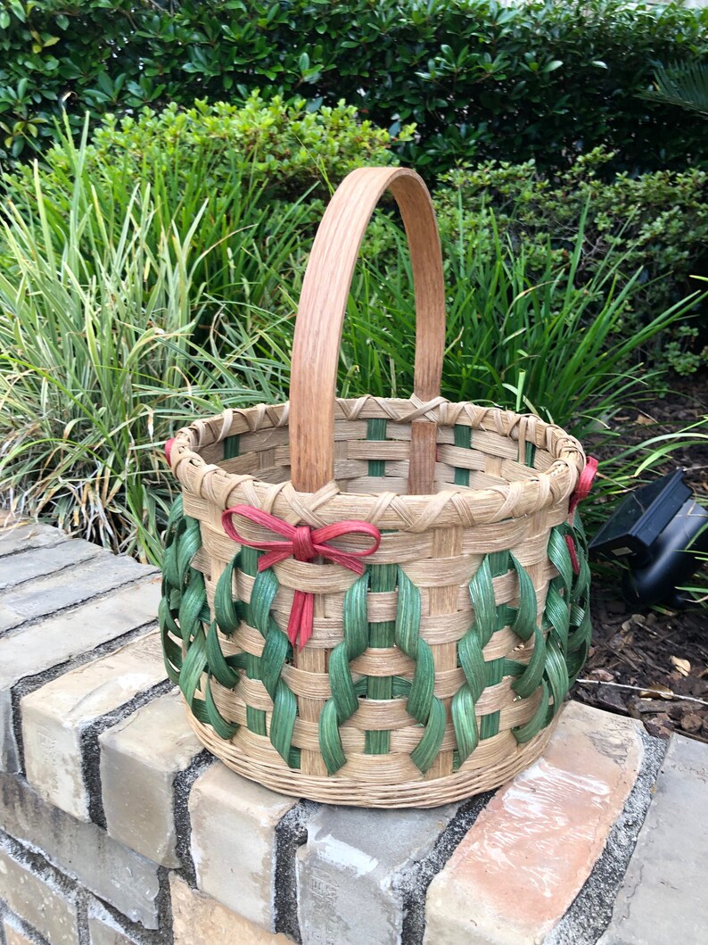 Christmas Basket Christmas Tree Basket Round Basket Handwoven Etsy