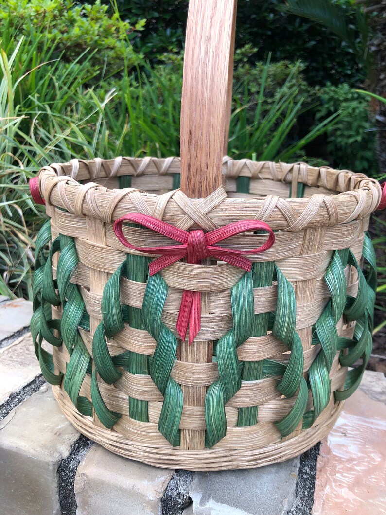 Christmas Basket Christmas Tree Basket Round Basket Handwoven Etsy