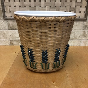 Small Texas Bluebonnet Oval Trash Basket Bluebonnet Waste Basket Texas Bluebonnets Kitchen Basket Bathroom Basket Handwoven Basket