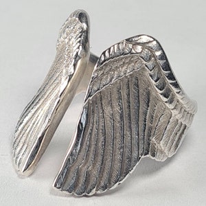 Silver Wings Ring Eagle Wings Ring Original Chunky Silver Ring Angel ring feather wings ring huge ring boyfriend gift