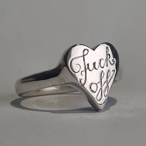 Heart Signet Ring Sterling Silver Chunky ring statement ring swear signet