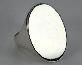 Sterling silver massive oval signet ring