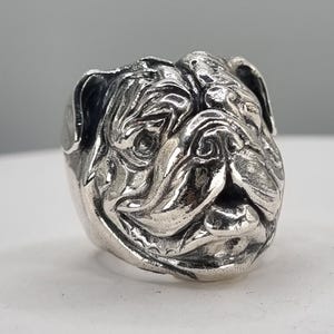 Albert the English Bulldog Ring Massive Chunky Dog Ring Huge