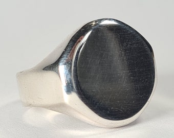 Sterling silver watch style chunky signet ring