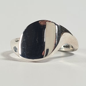 Twisted eye feminine signet ring asymmetric signet sterling silver signet ring
