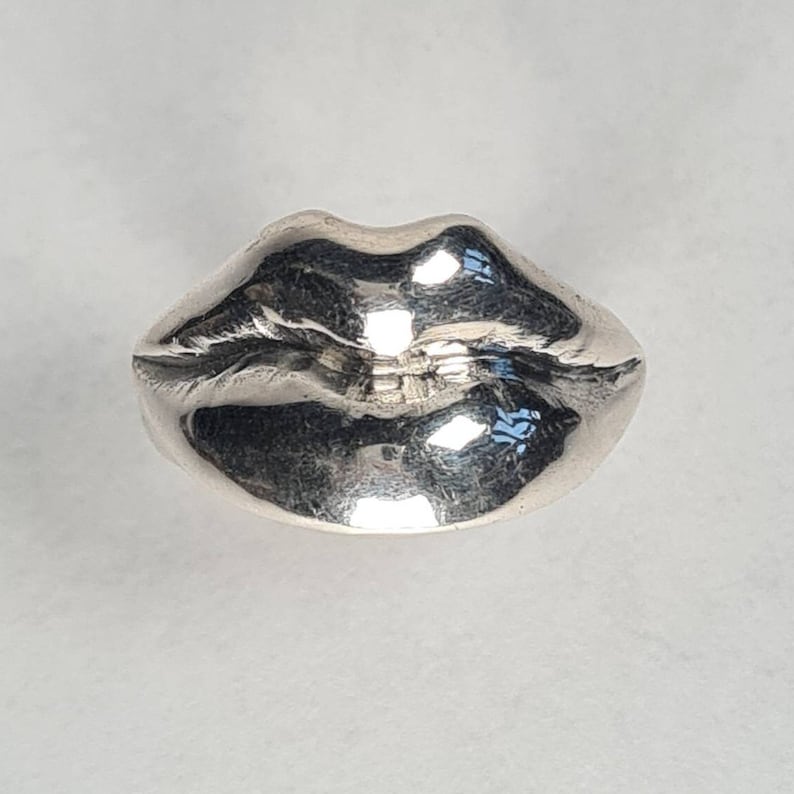 Anello labbra, argento sterling, fatto a mano, insolito immagine 6