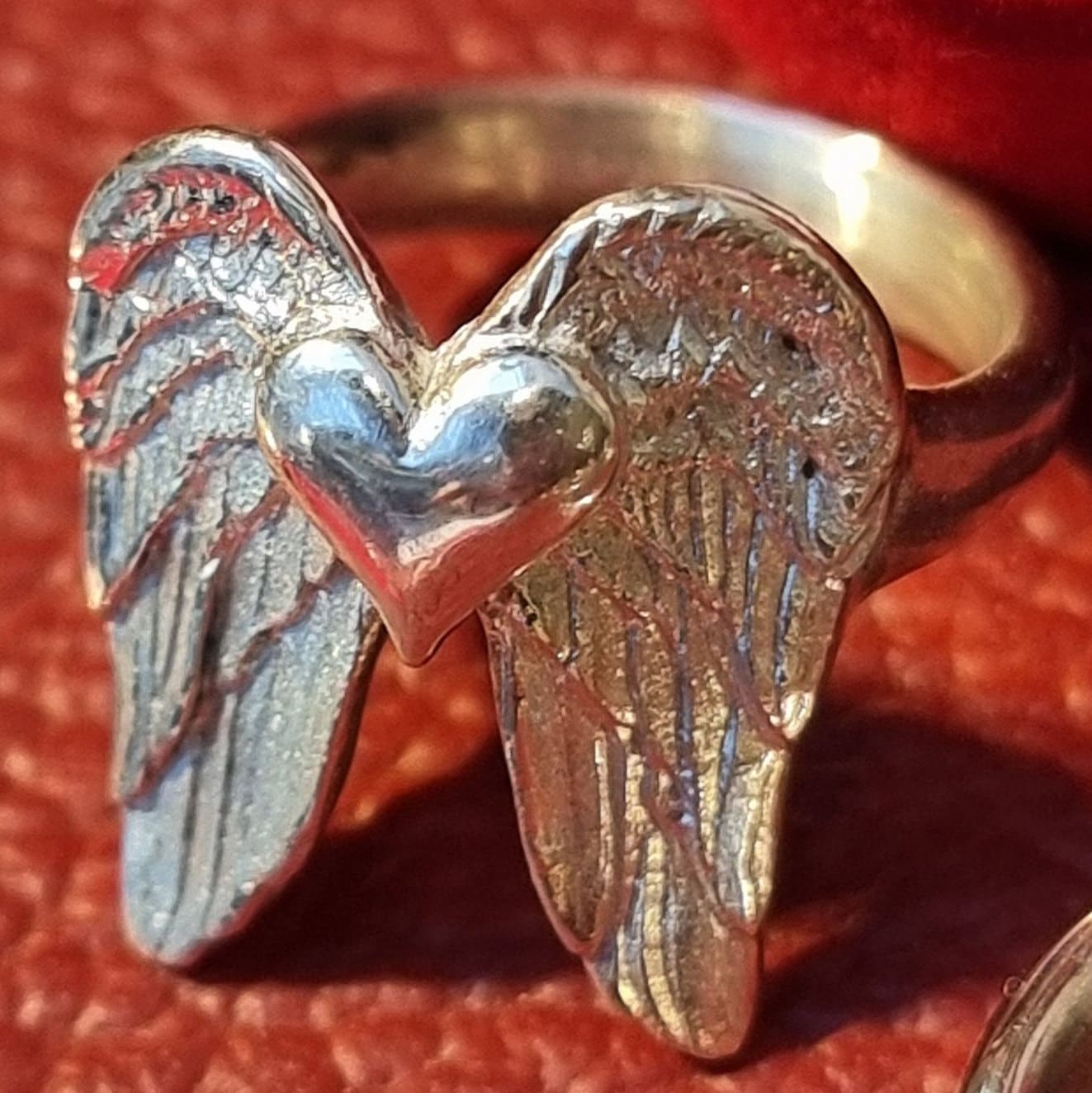 Anello Con Cuore Alato In Argento Sterling: Anello Con Piuma D'angelo Massiccia - Italia - Foto 9