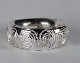 Chunky spirals silver ring, handmade, unusual thick ring Celtic recycled silver